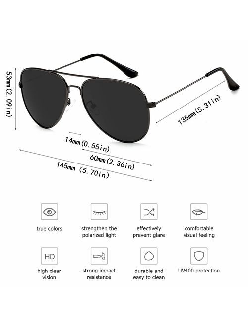 Polarized Aviator Sunglasses for Men/Women Metal Mens Sunglasses Driving Sun Glasses
