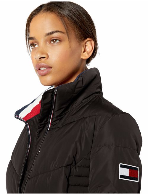Tommy Hilfiger Women's Short Chevron Quilted Heritage Puffer Jacket