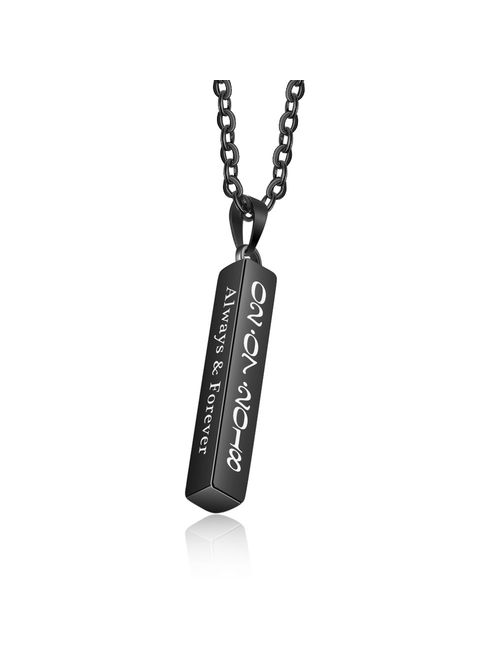Love Jewelry Personalized Couple Stainless Steel Necklace Engraved Initial Name Vertical Bar Necklace Birthday Gift