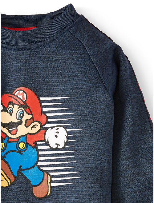 Super Mario Brothers Short Sleeve Graphic T-shirt, Colorblock Pullover Sweater & Taped Jogger, 3pc Outfit Set (Toddler Boys)