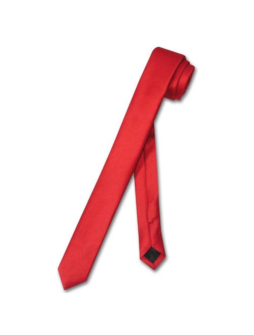 Vesuvio Napoli Narrow NeckTie Extra Skinny RED Color Men's Thin 1.5" Neck Tie