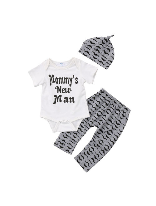Hirigin Infant Baby Boy Newborn Clothes Romper Jumpsuit +Long Pants Outfits Set Size 0-3Moths