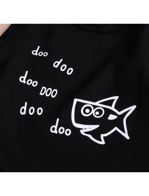 2PCS Baby Boys Cartoon Shark T-shirt Tops Vest Shorts Pnats Summer Outfits Set Clothes