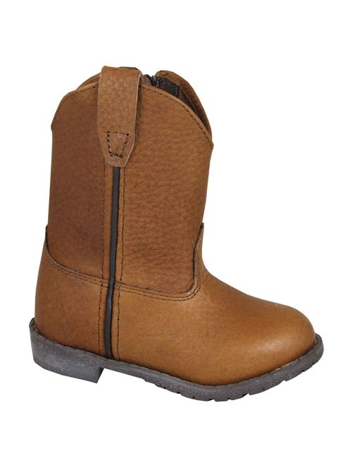 smoky mountain boys' jackson leather wellington western boot round toe brown 4 d(m) us
