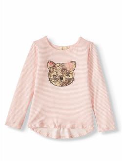 Long Sleeved High-Low Critter Graphic Tee (Little Girls)