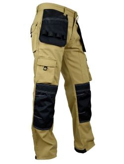Mens Cargo Workwear Cordura Reinforcement Safety Utility Pant Mechanical Trouser