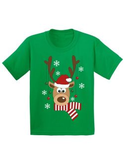 Ugly Xmas T-Shirt for Girls Boys Deer in Red Xmas Hat Kids T Shirts