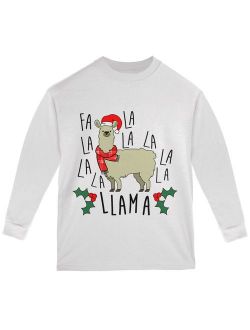 Christmas Fa La Llama Youth Long Sleeve T Shirt