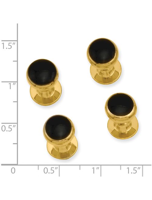 Gold-Plated Kelly Waters Four Piece Black Epoxy Tuxedo Studs Designer Jewelry by Sweet Pea