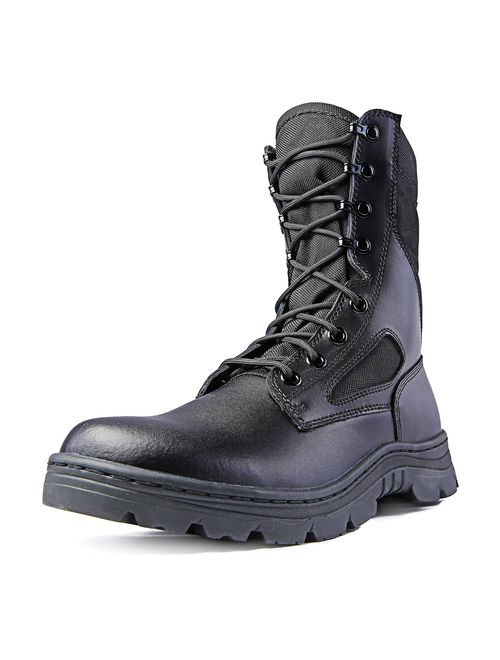 Ridge Footwear Men's Dura-Max 8" Side Zipper Black Leather Tactical Boots