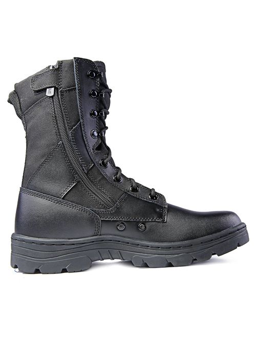 Ridge Footwear Men's Dura-Max 8" Side Zipper Black Leather Tactical Boots