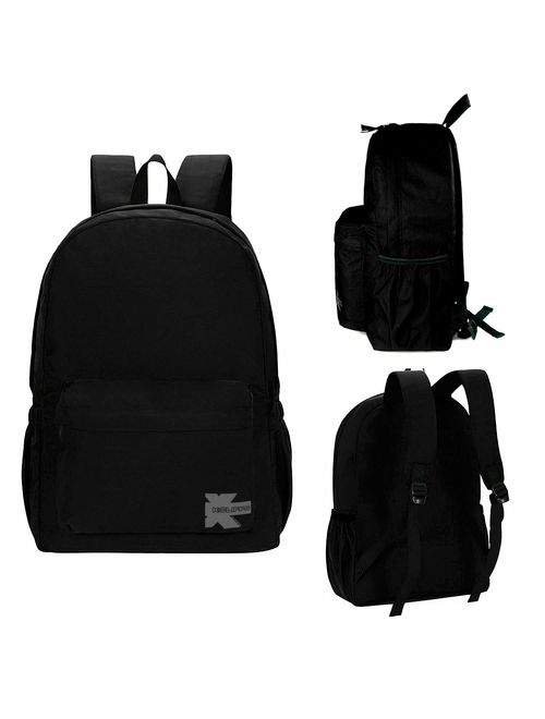 Classic Backpack High Quality Basic Bookbag Simple Student School Bag Lightweight Water Resistant Durable Daypack Black