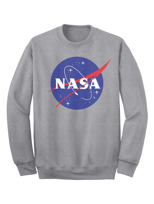 NASA Logo Men's Graphic Long Sleeve Fleece Pullover, up to size 2XL (Print On Demand)