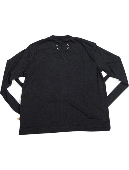 Wild Mango Boys Sizes 4 - 10 Long Sleeve Cotton Fashion T-Shirt Tee Shirt Top, 32057 black / 5