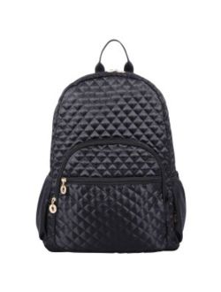 Quilted Backpack 15" Laptop Bookbag Fits Ipad, Black
