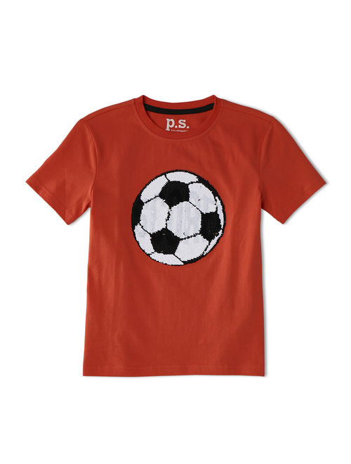 p.s.09 from aeropostale Boys Reverse Sequin Soccer Graphic T-Shirt