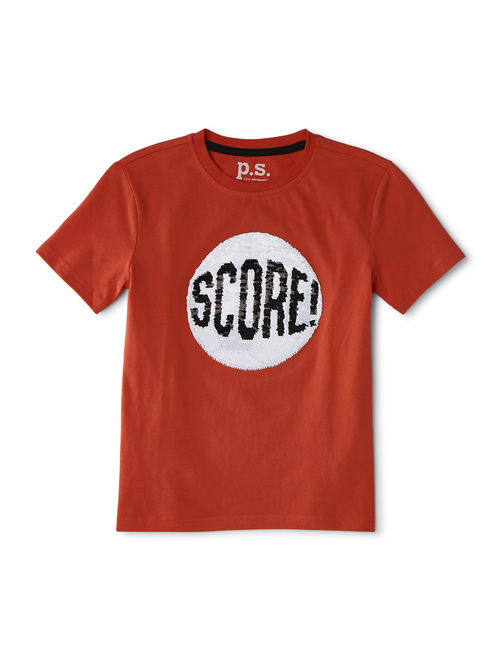 p.s.09 from aeropostale Boys Reverse Sequin Soccer Graphic T-Shirt