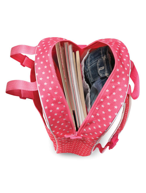 Badger Basket Doll Travel Backpack with Plush Friend Compartment - Pink/Star - Fits American Girl, My Life As & Most 18" Dolls