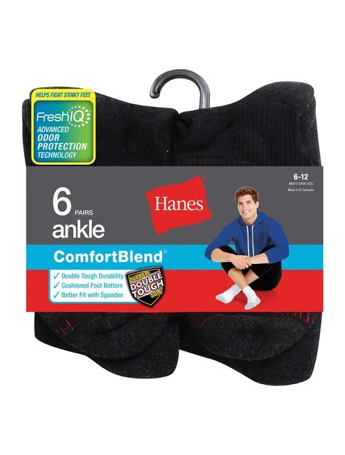 Hanes Men's ComfortBlend Ankle Socks 6-Pack