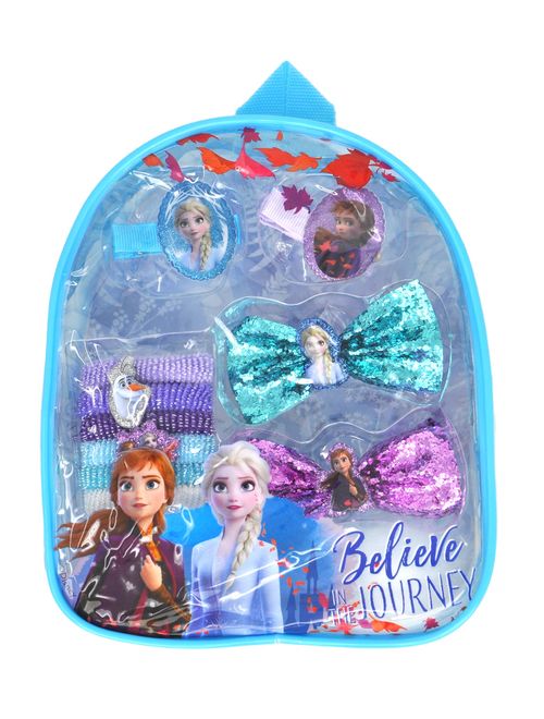 Disney Frozen II Hair Accessory Mini Backpack (10-Pcs) & Hair Brush 2-Piece Set