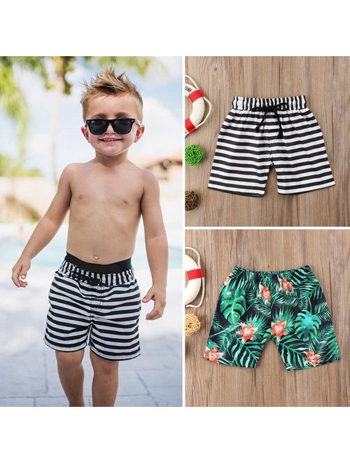 Canis Kids Baby Boy Floral Striped Shorts Beach Short Pant Casual Sport Pants Swimwear