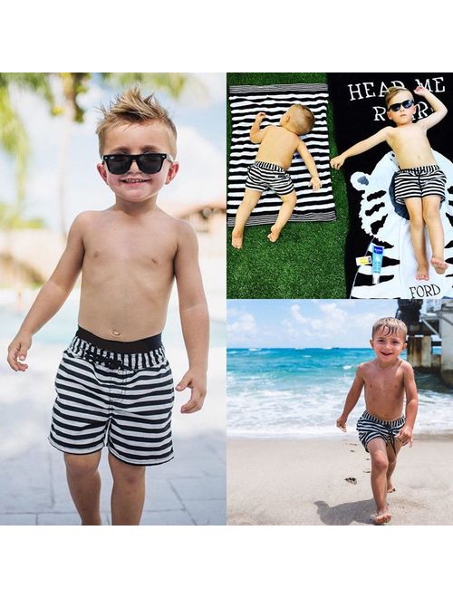Canis Kids Baby Boy Floral Striped Shorts Beach Short Pant Casual Sport Pants Swimwear
