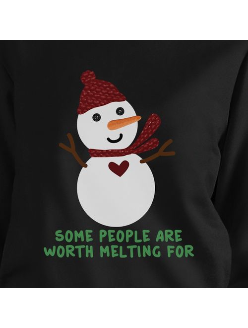 365 Printing Worth Melting For Snowman Sweatshirt Gift Unisex Black Crewneck Top