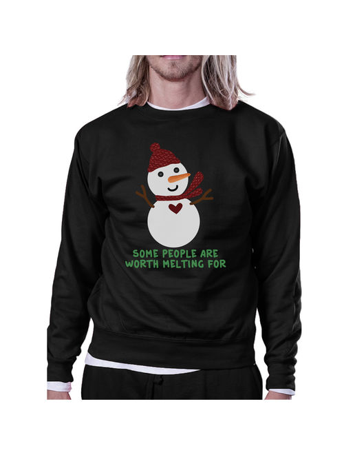 365 Printing Worth Melting For Snowman Sweatshirt Gift Unisex Black Crewneck Top
