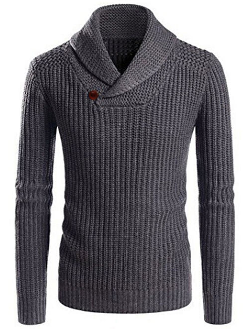 Men's Casual Plain Long Sleeve Knitted Skinny Knitwear Tops Pullover Sweaters