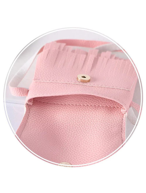 Kids Baby Girls PU Leather Mini Crossbody Bag Tassel Handbag Shoulder Bag