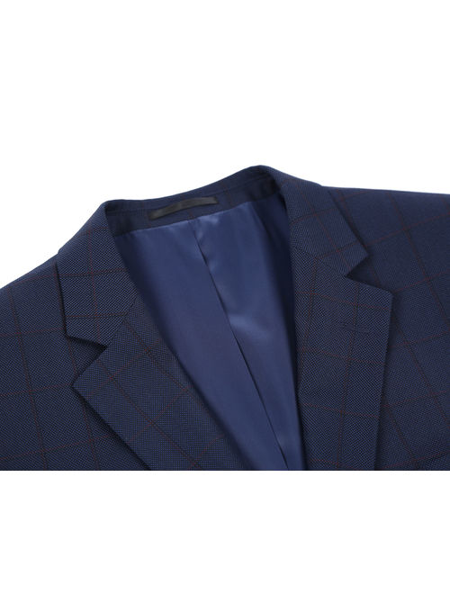 Verno Men's 2-Piece Classic Fit Windowpane Check Suit