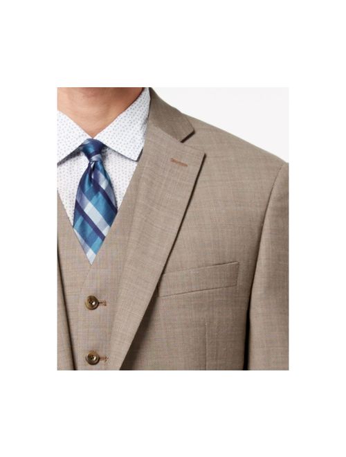 Michael Kors Mens 48L 3 Piece Notch-Collar Wool Suit 48
