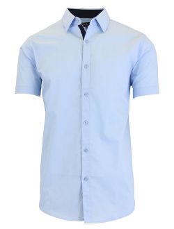 Men's Short Sleeve Slim-Fit Solid Dress Shirts