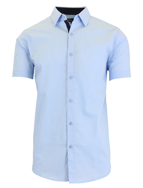 GBH Men's Short Sleeve Slim-Fit Solid Dress Shirts