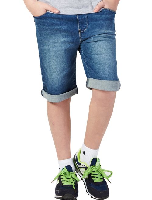 Leo&Lily boys Kids Rib Waistband Regular Fit Stretch Denim Shorts Jean
