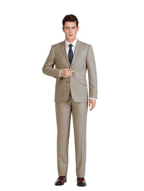 Verno Men's Two Button Notch Lapel Vested Slim Fit 3-Piece Suit