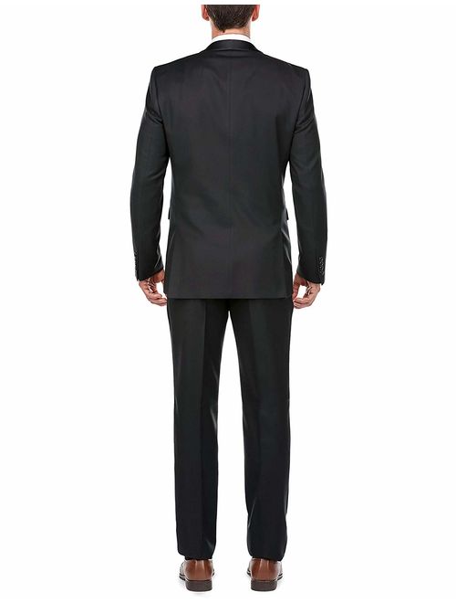 Verno Men's Slim Fit 2-Piece Black Shawl Lapel Tuxedo Evening Dinner Suit