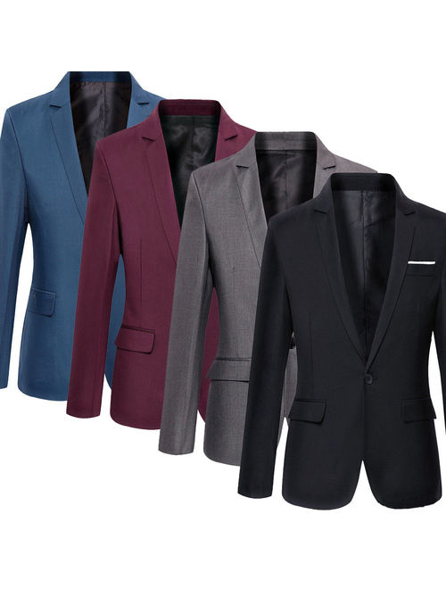 Hirigin Men's Charm Casual Slim Fit One Button Suit Blazer Coat Jacket Tops Men Fashion