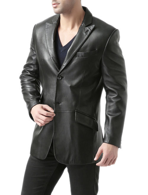 BGSD Men's Noah 2-Button Lambskin Leather Blazer (Regular & Tall)