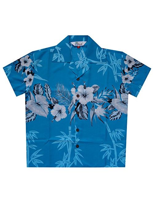 Hawaiian Shirts 35B Boys Bamboo Beach Aloha Party Camp Turquoise L