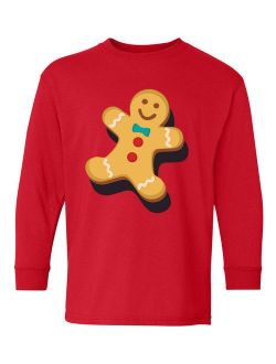Ugly Xmas Long Sleeve Shirt for Kids Youth Boys Girls Christmas Gingerbread Shirt