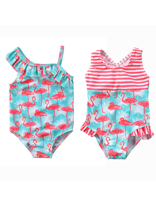 Kids Baby Girl Flamingo One Piece Bikini Tankini Swimsuit Bathing Suit Beachwear