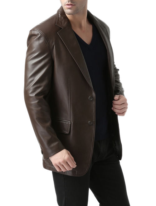 BGSD Men's Grant 2-Button New Zealand Lambskin Leather Blazer (Regular & Tall)