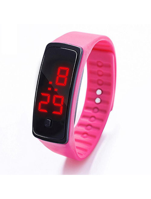 Spot custom second student sports electronic watch children promotional gifts LED silicone watch led watch Pink