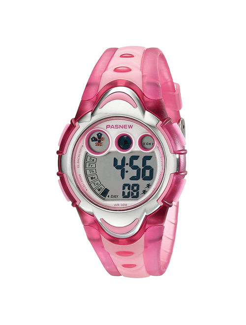 Children Waterproof LED Digital Wristwatch, Multifunction Sport Watch Color:Pink