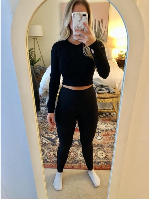 Buy Women's Yoga Gym Crop Top Compression Workout Athletic Long Sleeve Shirt  online | Topofstyle