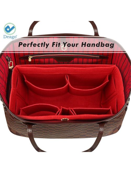 Deago Felt Insert Purse Handbag Organizer Bag Insert In Bag Totes Shaper with Inner Pocket Fits Neverfull Speedy