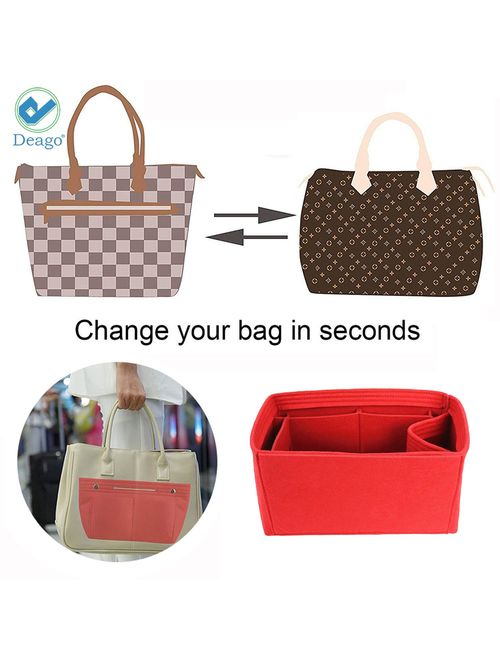 Deago Felt Insert Purse Handbag Organizer Bag Insert In Bag Totes Shaper with Inner Pocket Fits Neverfull Speedy