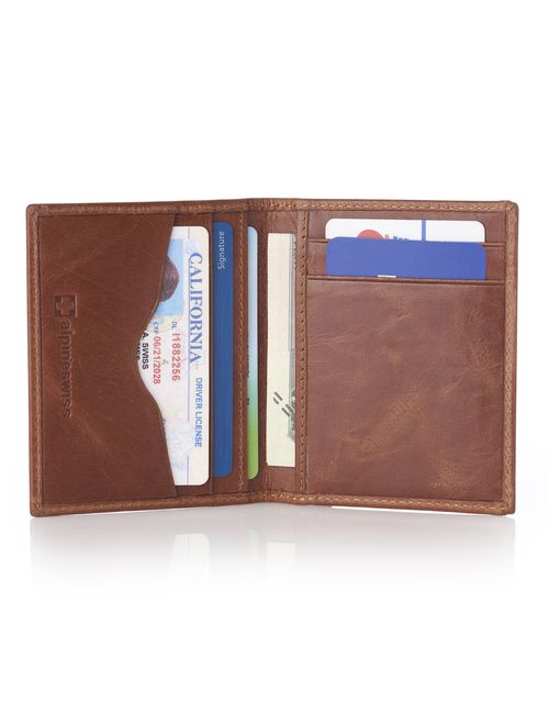 Alpine Swiss RFID Blocking Slim Business Card Case Leather Front Pocket Wallet