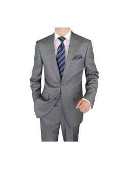 Salvatore Exte Men's Suit Two Button Blazer Plus Flat Front Pants Gray Windowpane